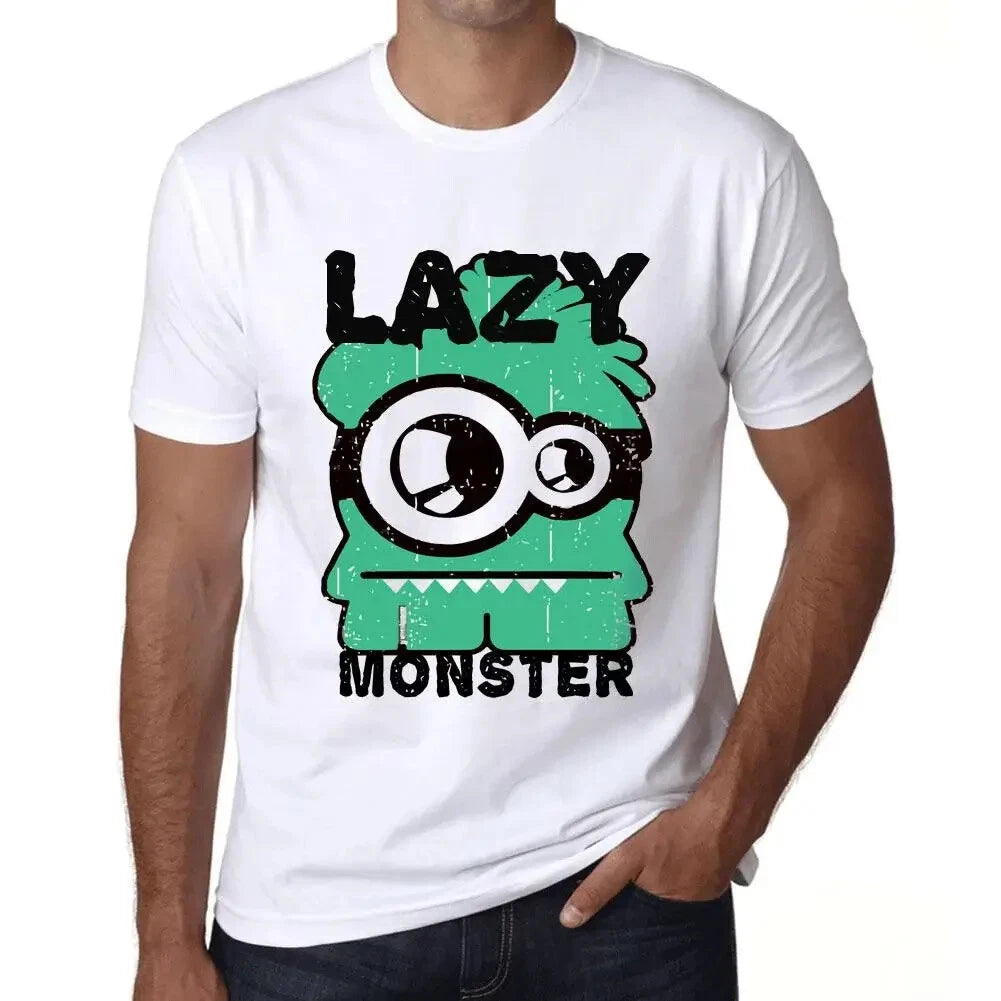 Heren Grafisch T-Shirt Luie Monster – Lazy Monster – Eco-vriendelijk Grappige
