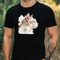 Mens Watercolour Cat Print Cotton T-Shirt Size XS to 5XL
