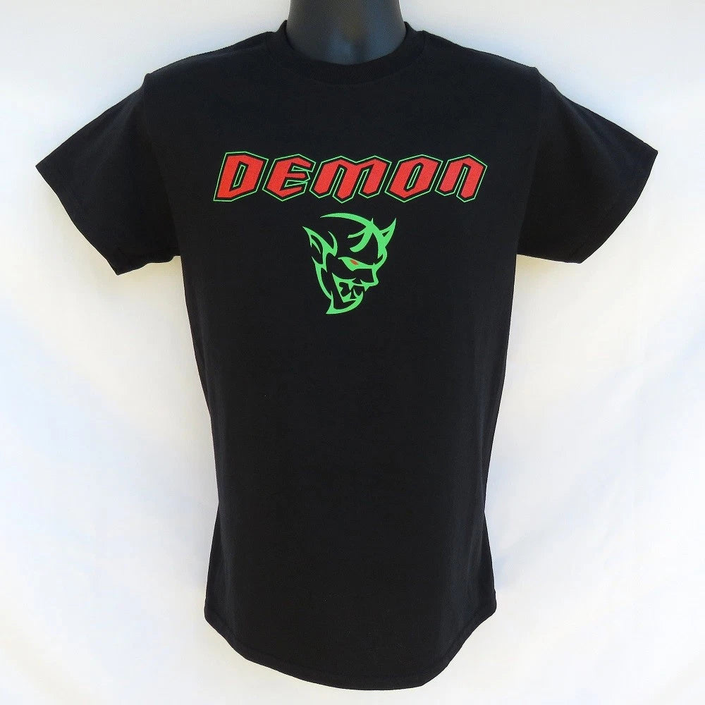 BLACK DODGE SRT DEMON RACING T-SHIRT 100% COTTON HEMI MOPAR DART CHARGER 2018