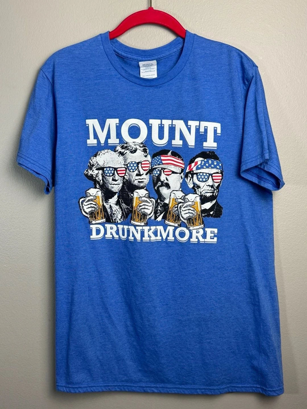 Delta Mount Drunkmore Presidents Beer Graphic T-Shirt Blue Size M