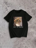 Wait Im Thinking Cat Meme Funny Graphic T shirt