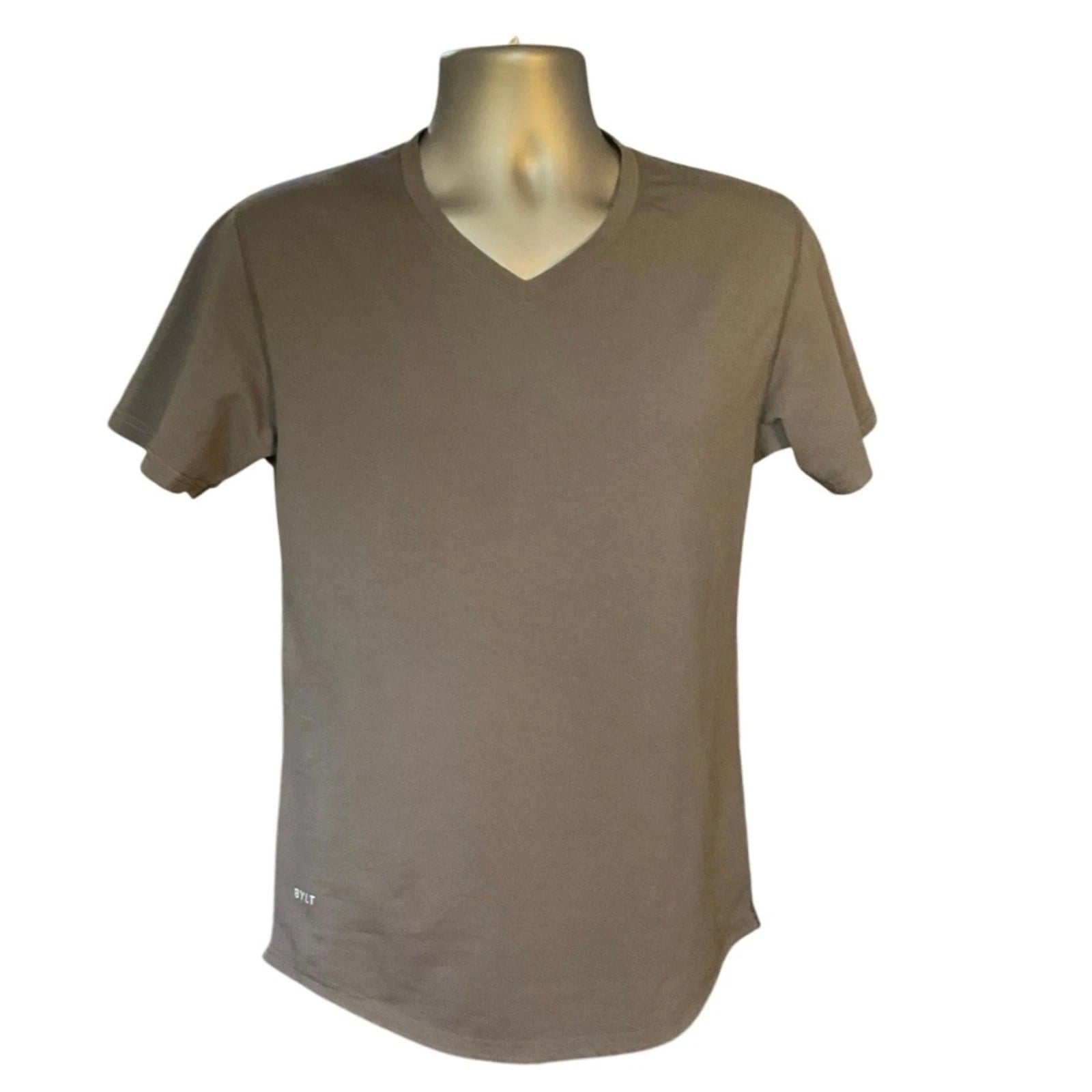 Bylt Gray Drop Cut V-Neck Short Sleeve Cotton Blend T-Shirt Size S