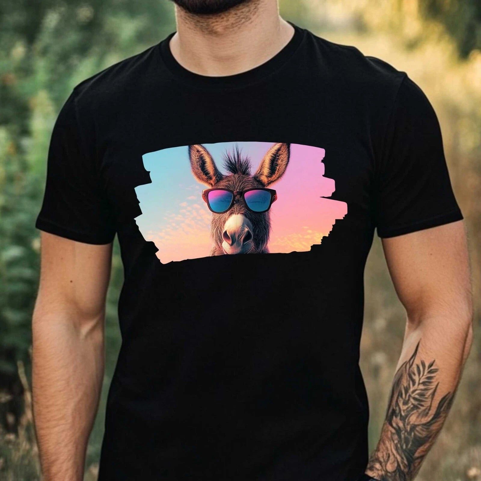 Men's Donkey Sunglasses Print Cotton T-Shirt Size XS to 5XL
