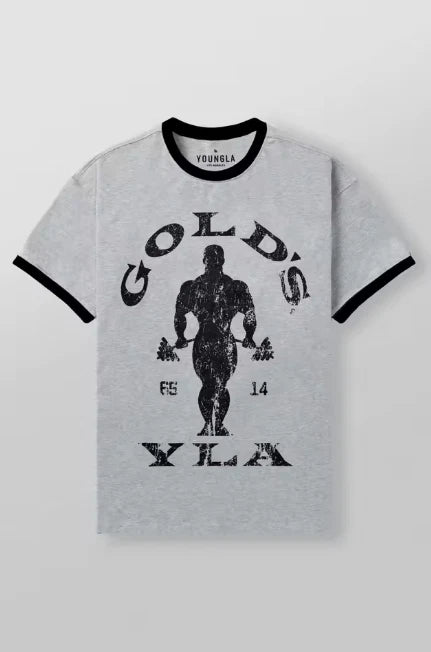 "GOLD'S" Vintage Gym Tee | Old School Graphic T-Shirt | Cotton, Mens, Lifting