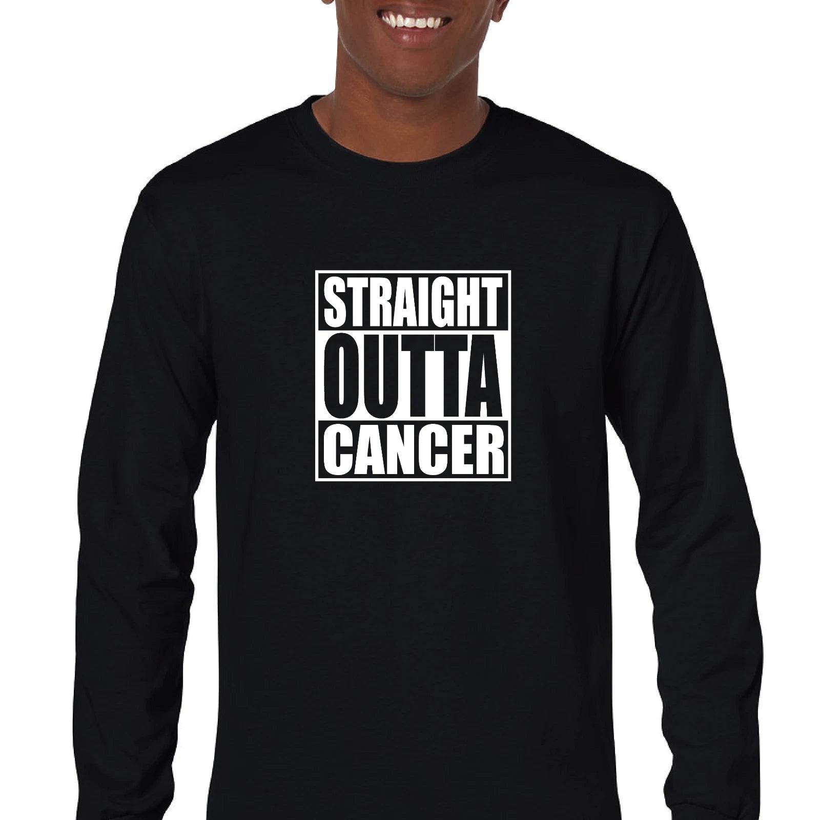 Straight Outta Cancer Survivor Cancer Sucks Mens Cotton Long Sleeve T-shirt