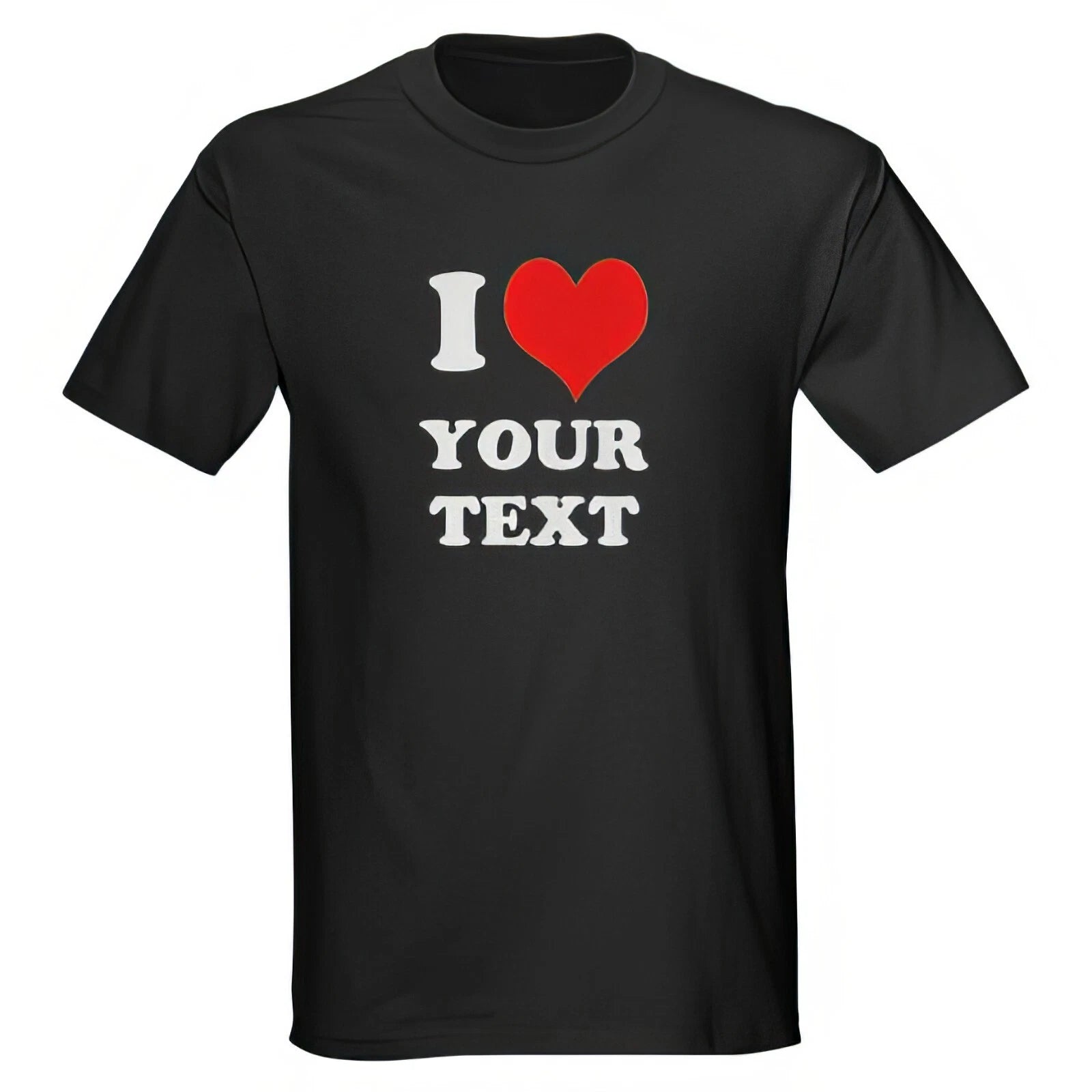 Personalised I Love Heart T-Shirt | Custom Name Printed Unisex Adult Tee