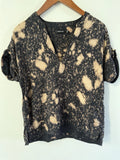 Obey Tie Dyed Short Sleeve Shirt Cotton Black Tan Tunic Size XS Lagenlook Boho
