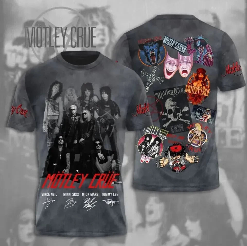 Motley Crue Band Music Tshirt Short Sleeve 3D All Over Print T Shirt S-5XL