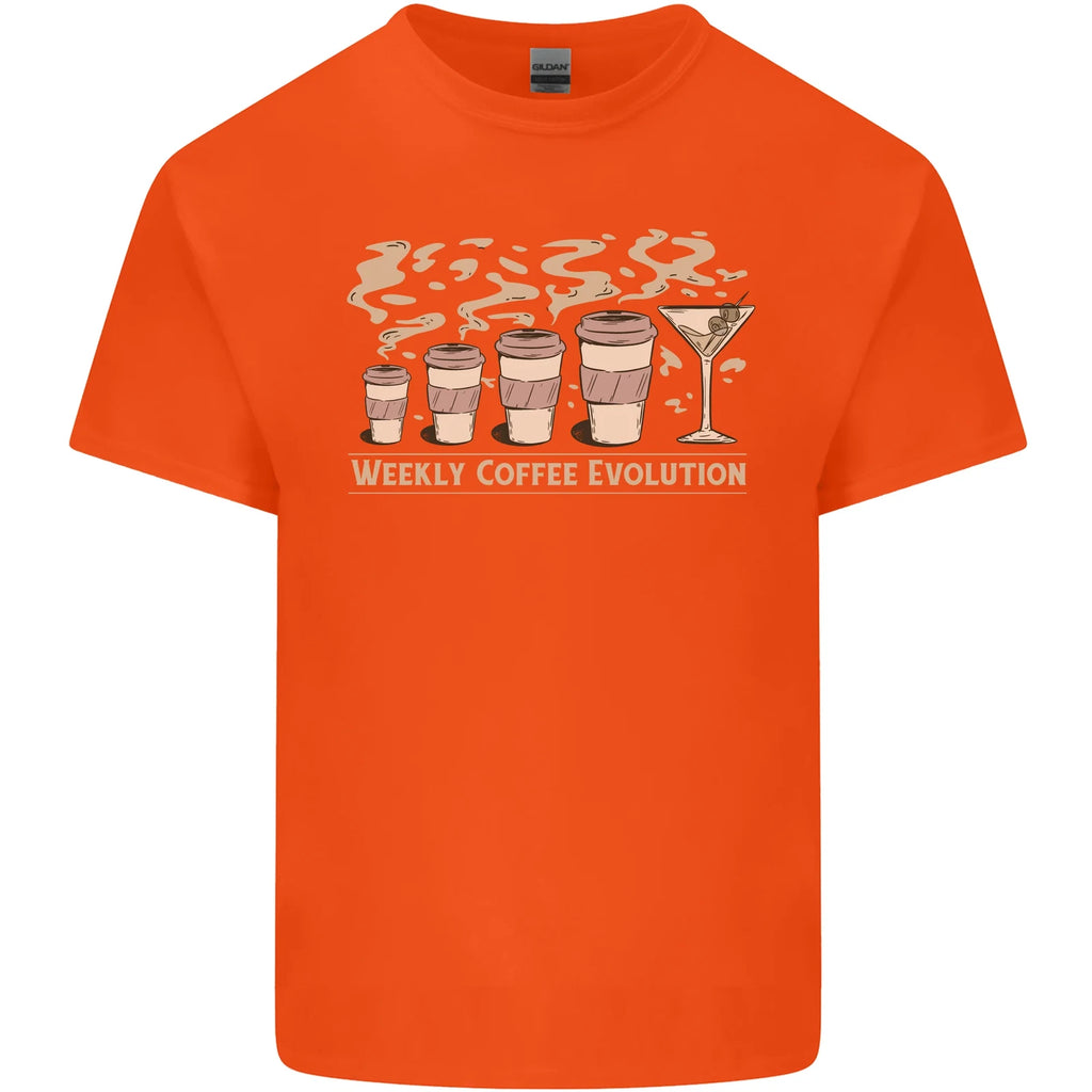 Funny Weekly Coffee to Alcohol Evolution Wine Mens Cotton T-Shirt Tee Top