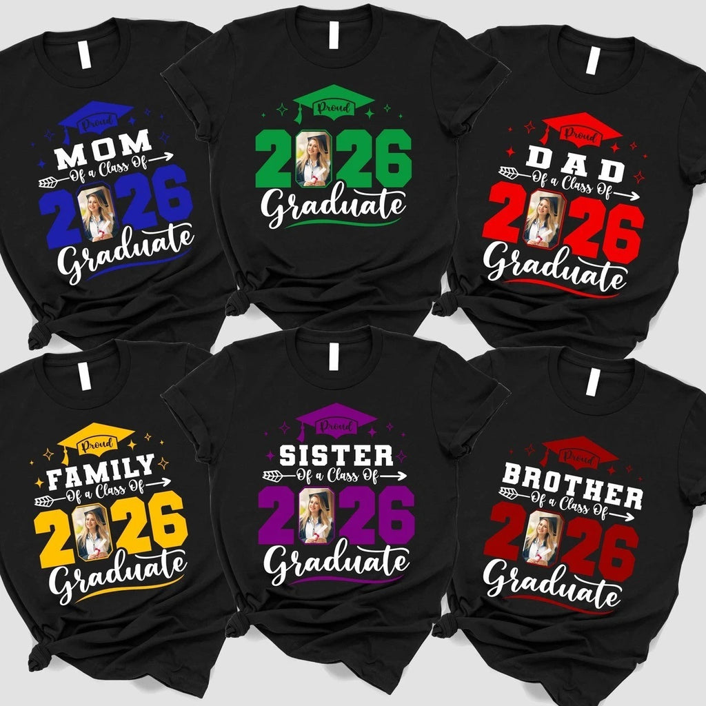 Custom 2026 Grad Family Photo Tee Matching Graduation Picture Shirt Gift