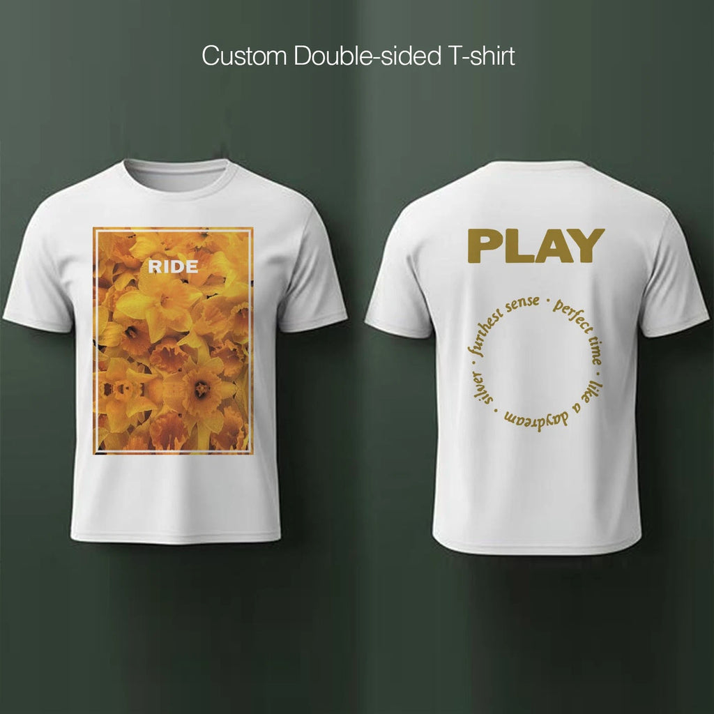 Custom T-shirt doubled-sided, front & back. One off, made to order, hand crafted