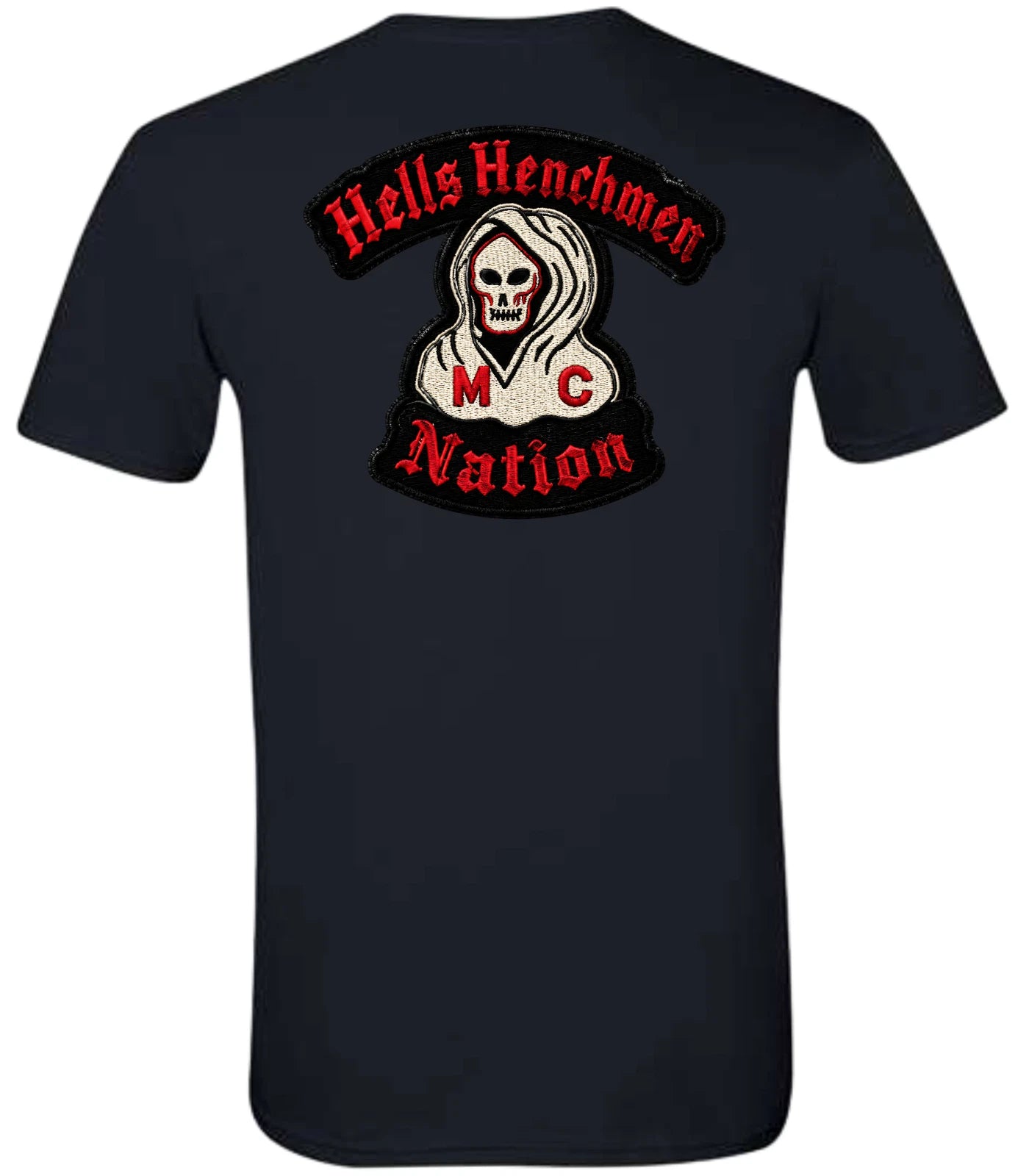 Hells Henchmen Mc Nation Bottom Rocker Black Crew Neck Short Sleeve T-Shirt