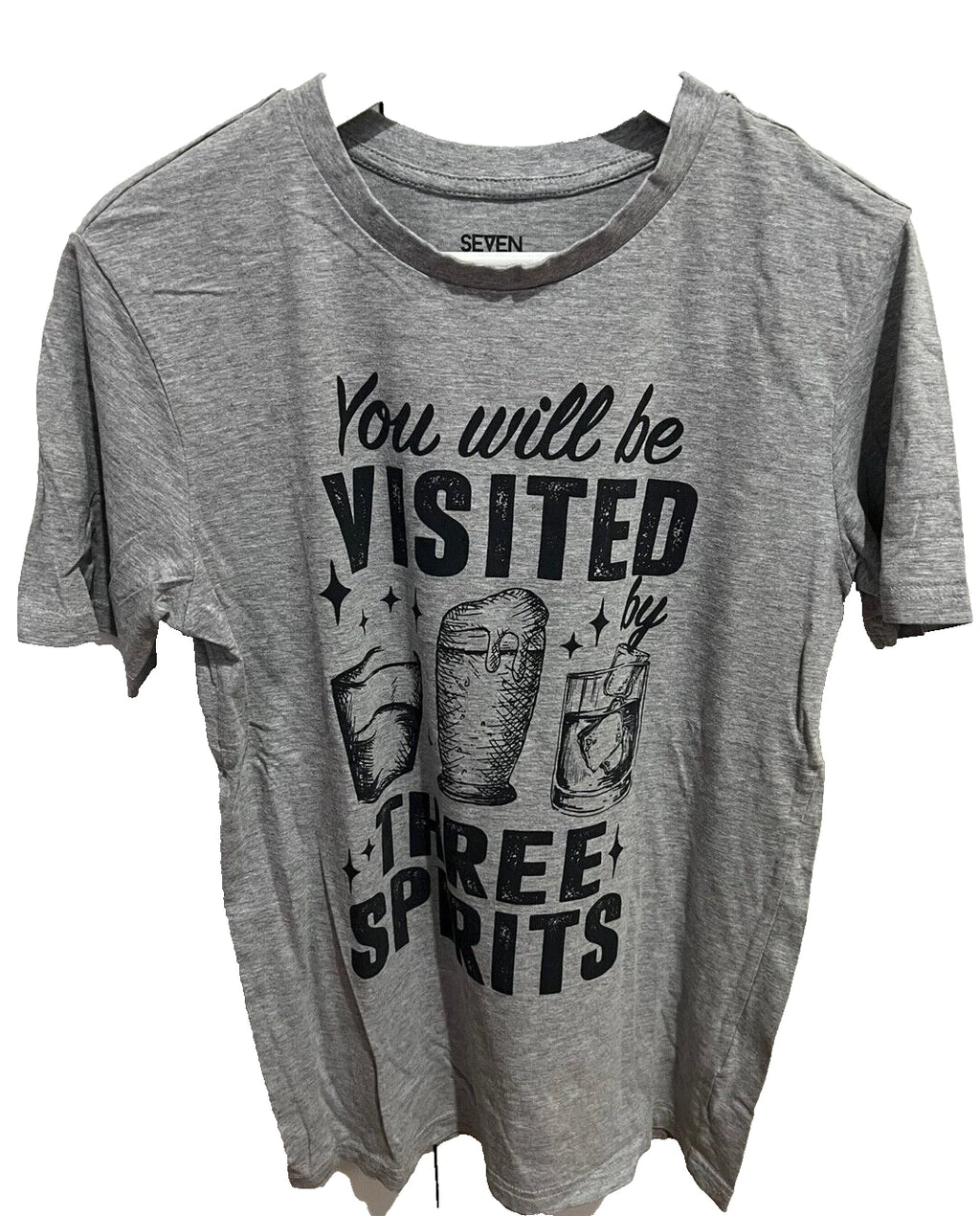 Crew Neck Gray Beer You will be visited three Sprits Top T Shirt Unisex M NEW