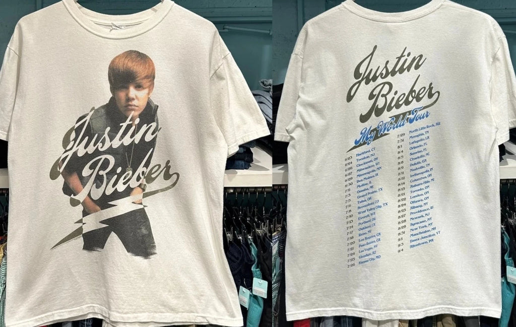 2010 Justin Bieber My World Tour 2 Sided T Shirt, 2 sided t-shirt