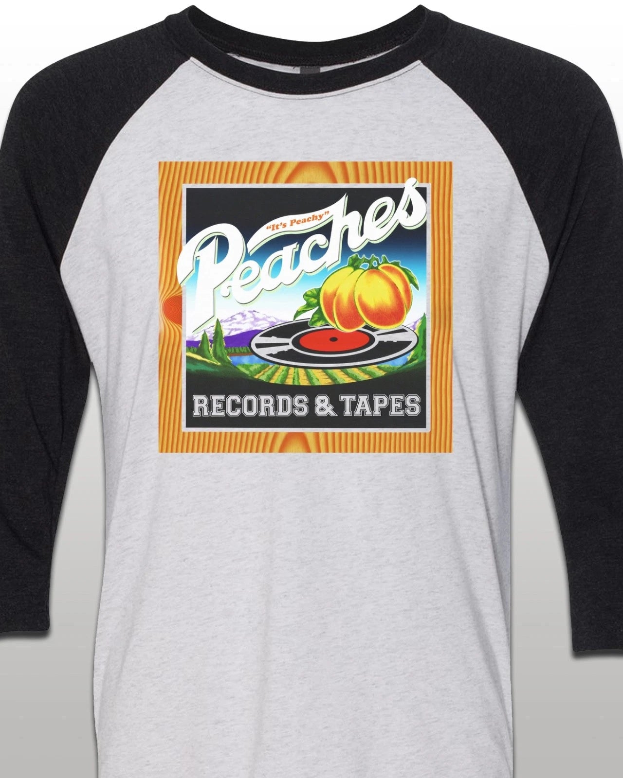 Peaches Records Retro Music Jersey T-Shirt 3/4 Unisex Baseball Style SM-XXL