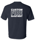 Custom Name Fire Dept T-shirt. Personalized. White Print
