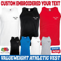 Personalised Embroidered Valueweight Athletic Vest Gym Sports Yoga Jogging SS100