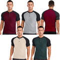 Mens Top Stylish Shirt Contrast T-shirt Slim Fit Casual Office Round Neck Rave
