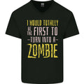 Zombie Apocalypse Funny Halloween Quote Mens V-Neck Cotton T-Shirt
