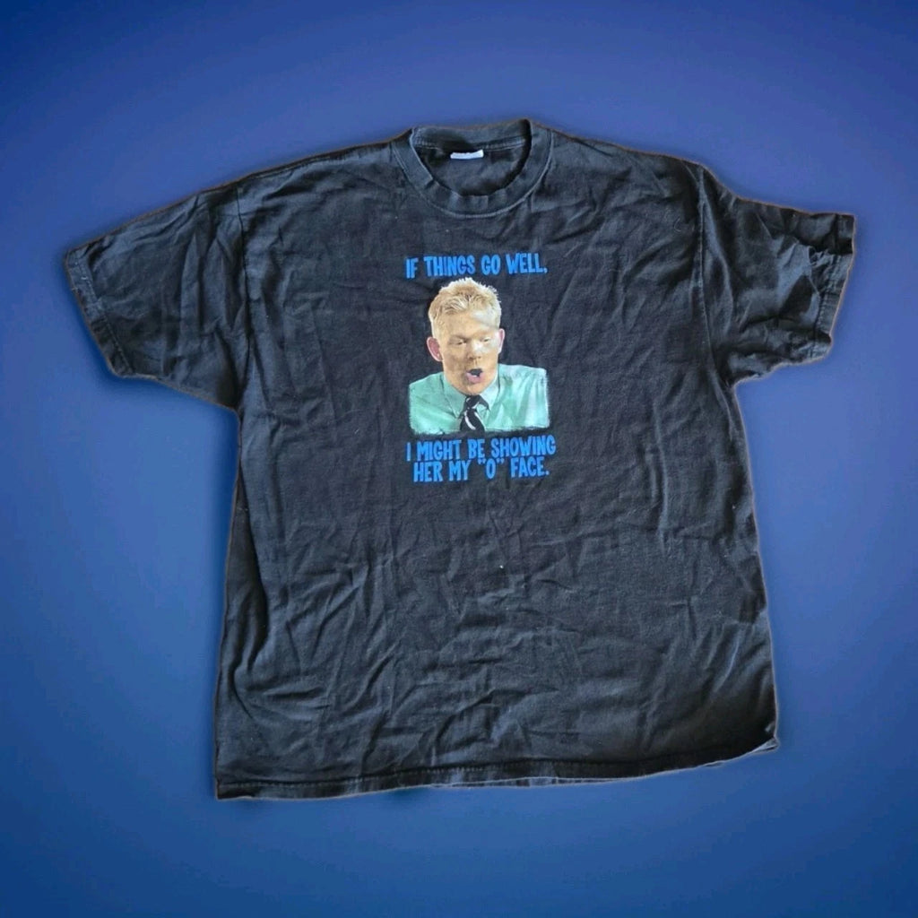 ​Vintage 2004 Office Space O Face Movie Promo Shirt XL Hanes Heavyweight Cult...