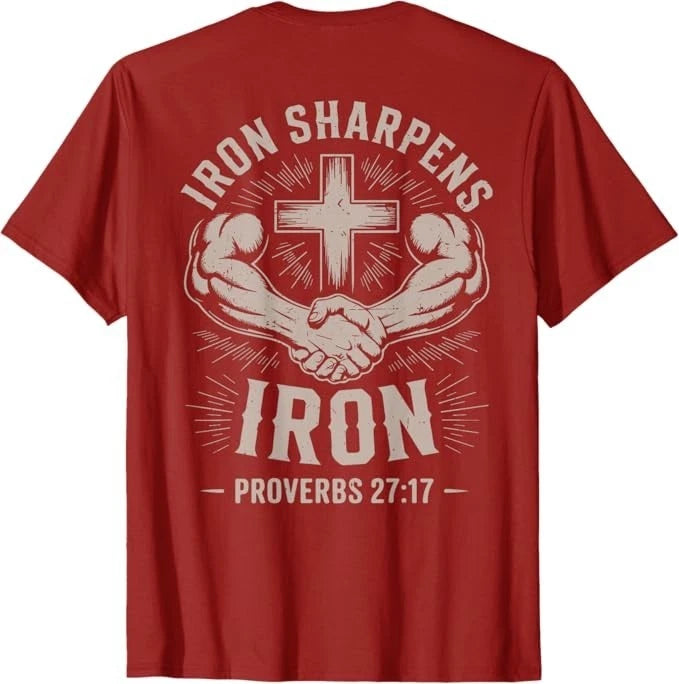 Iron Sharpens Iron Christian Workout Bible Verse Gym Jesus T-Shirt