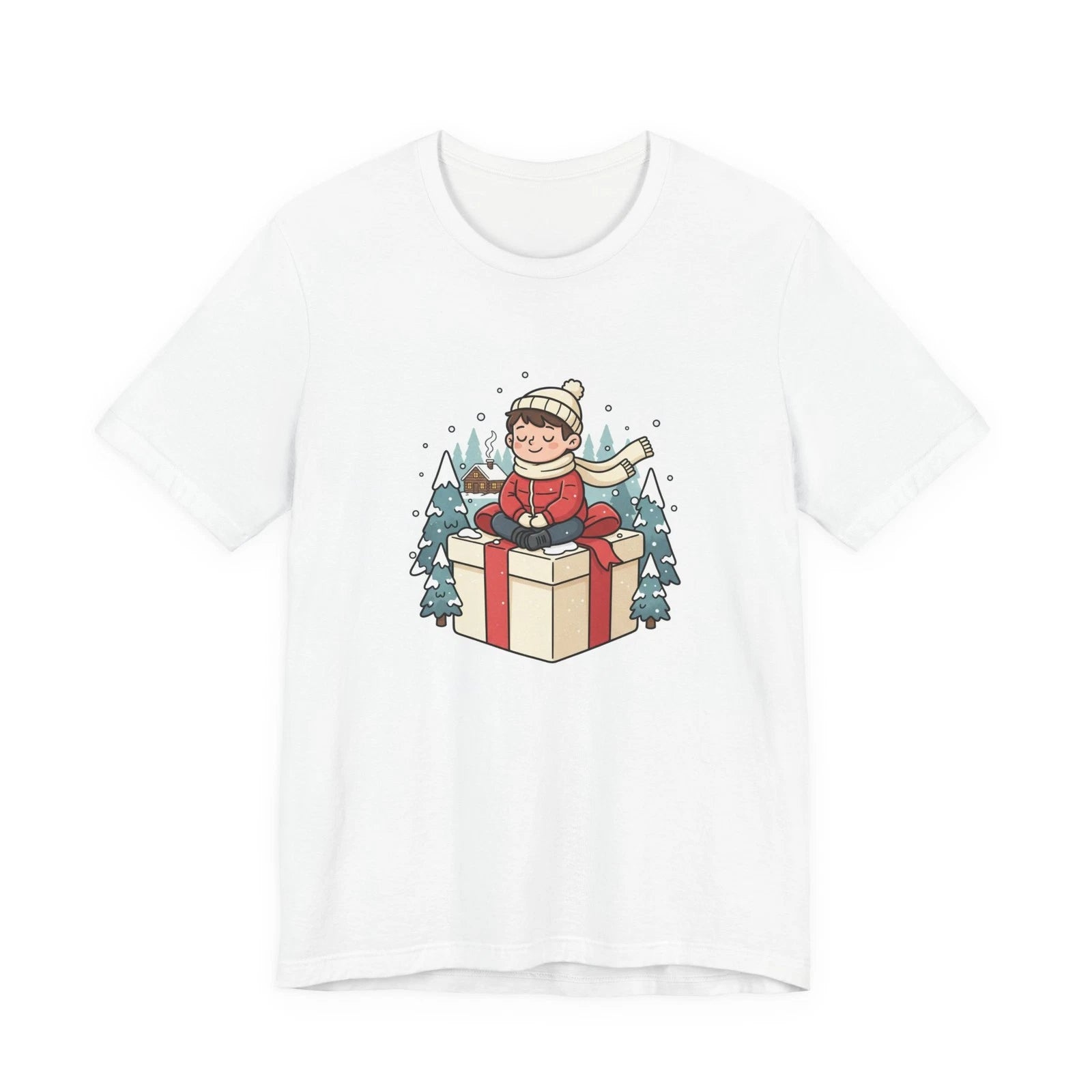cozy kid in oversized winter coat T-Shirt | whimsical winter illustration