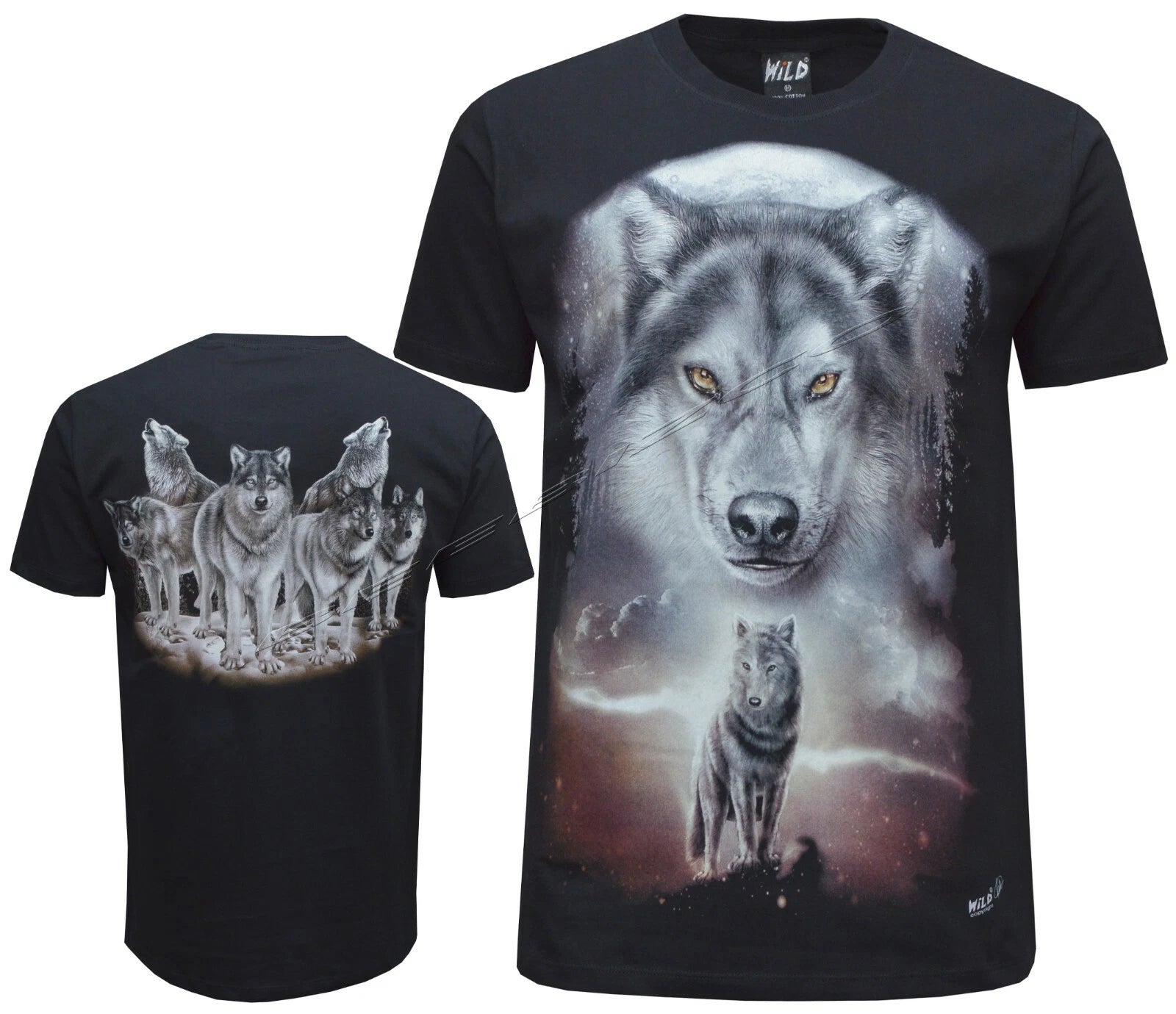 New Wolf Native American Indian Eagle Biker T Shirt, Front & Back Print M - 3XL