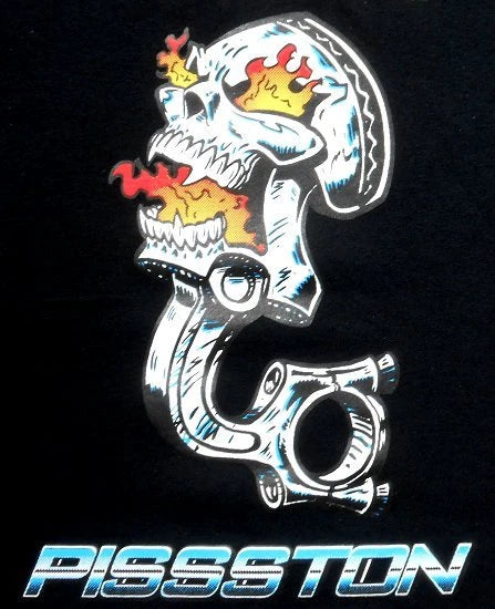 BIKER HOT ROD SKULL PISSED OFF PISTON FLAMES T-SHIRT 20