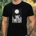 Mens Pig in the Moonlight Motif Cotton T-Shirt Size XS to 5XL