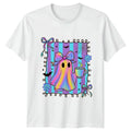 Iridescent Ghost Coffee Bow Womens T-Shirt Kawaii Pastel Goth Halloween Gift