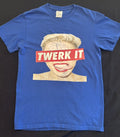 Graphic “TWERK IT” Blue T-Shirt Pop Art Novelty Tee Size Small