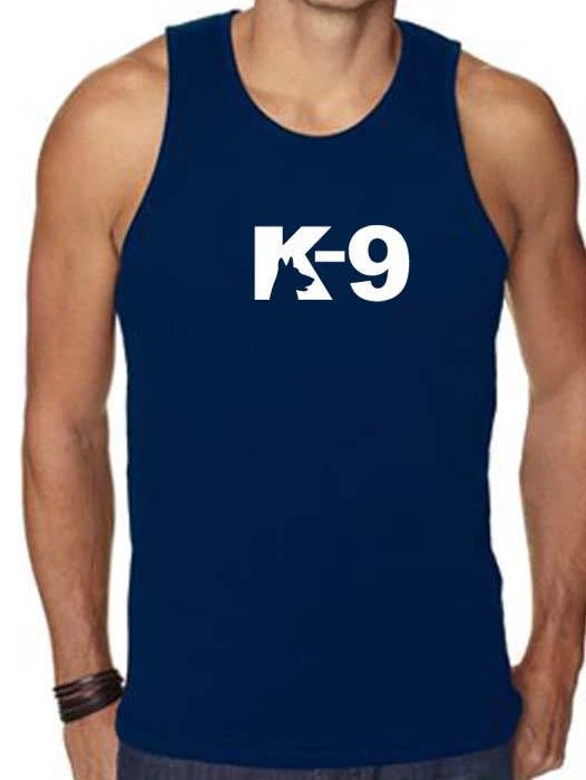 NW MEN'S PRINTED K-9 POLICE DOG FUNNY CUSTOM GRAPHIC GYM COTTON TANK TOP