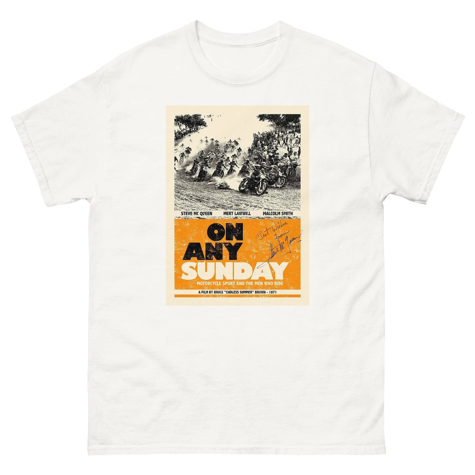 Vintage 1971 On Any Sunday Unisex T-Shirt w/ Steve McQueen Signature