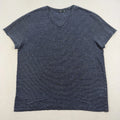 Vince Shirt Mens XL Blue Black Striped Linen Tee Lightweight Summer V Neck