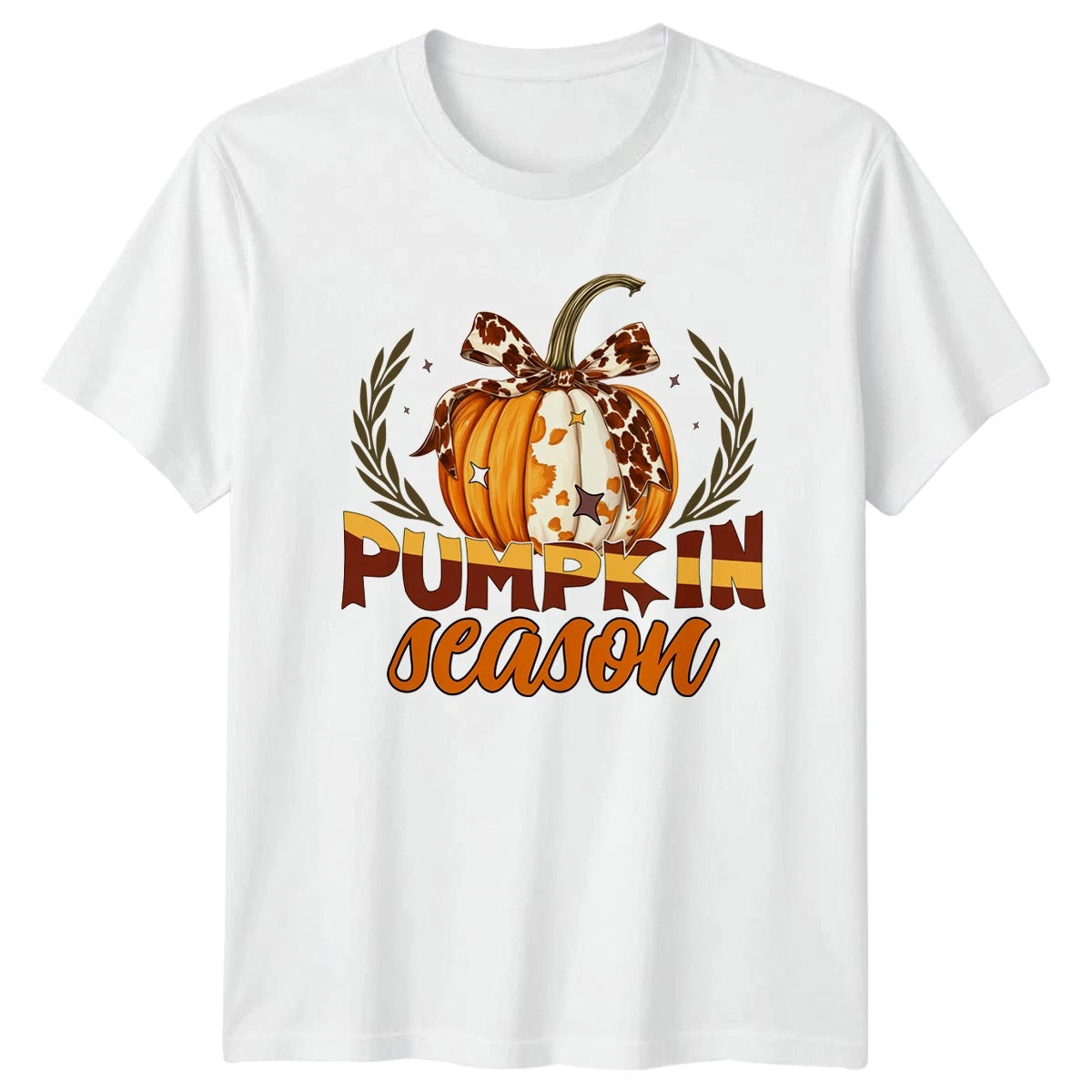 Pumpkin Season Womens T-Shirt Western Boho Fall Thanksgiving Gift For Her