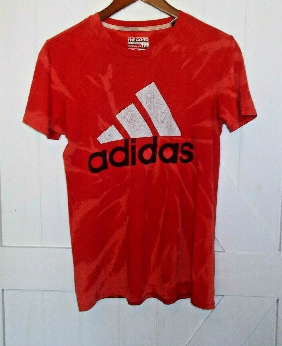 Custom Hand Bleached Distressed Upcycled Adidas Graphic T-Shirt Sz S