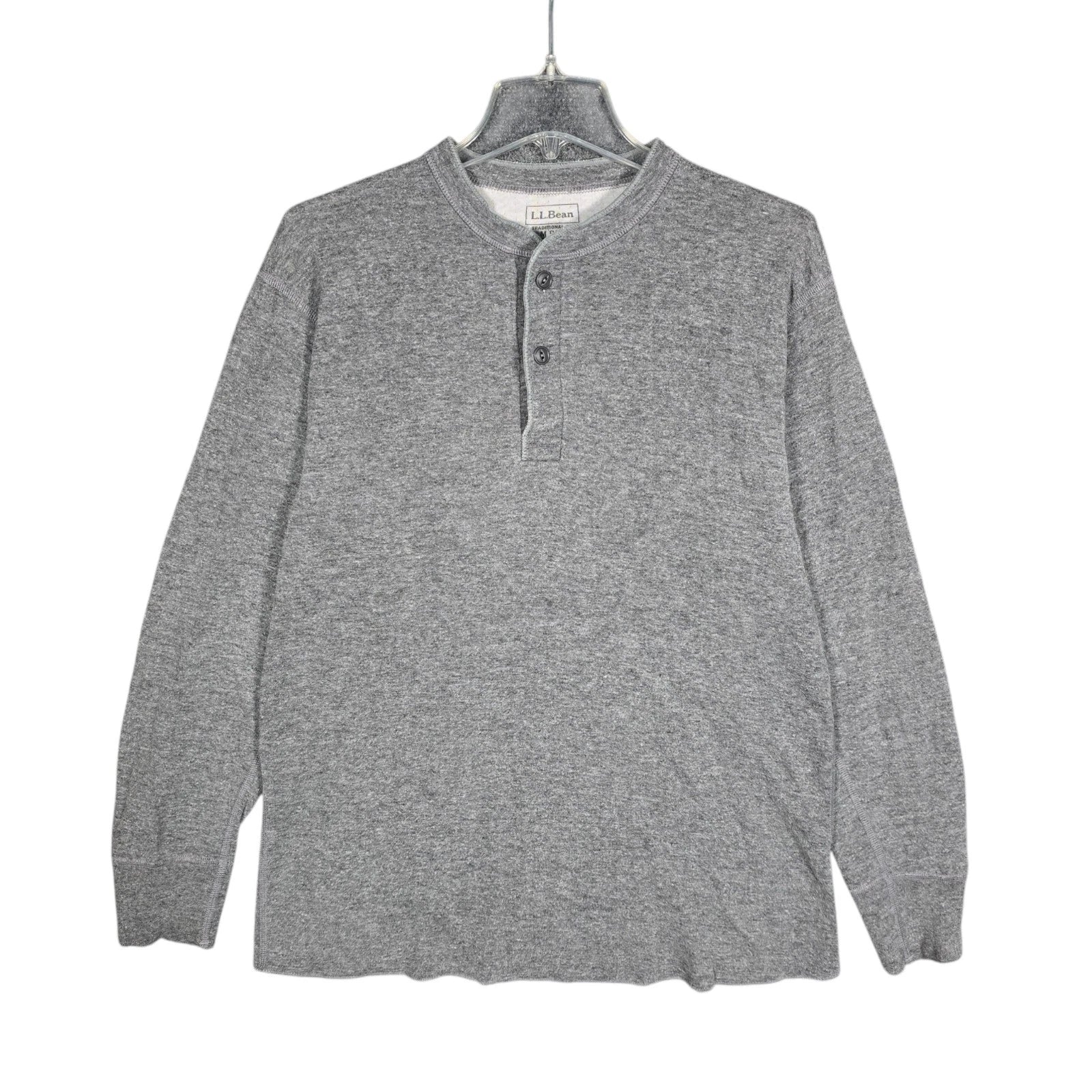 LL Bean River Driver Henley Shirt Mens Medium Long Sleeve Traditional Fit Gray