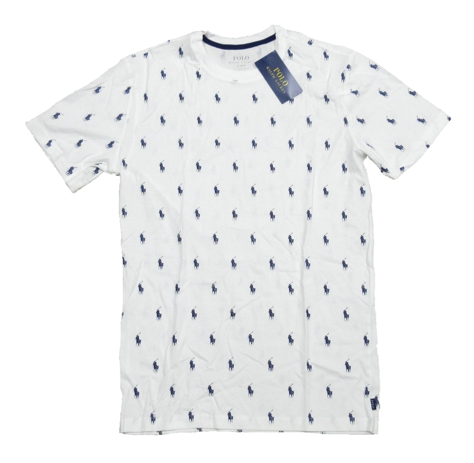 Polo Ralph Lauren Men's White All Over Pony Logo Graphic Crew-Neck Sleep T-Shirt