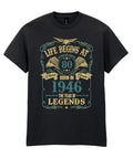 Life Begins at 80 T-Shirt Mens Funny Born In 1946 80th Birthday Gift Grandad Dad