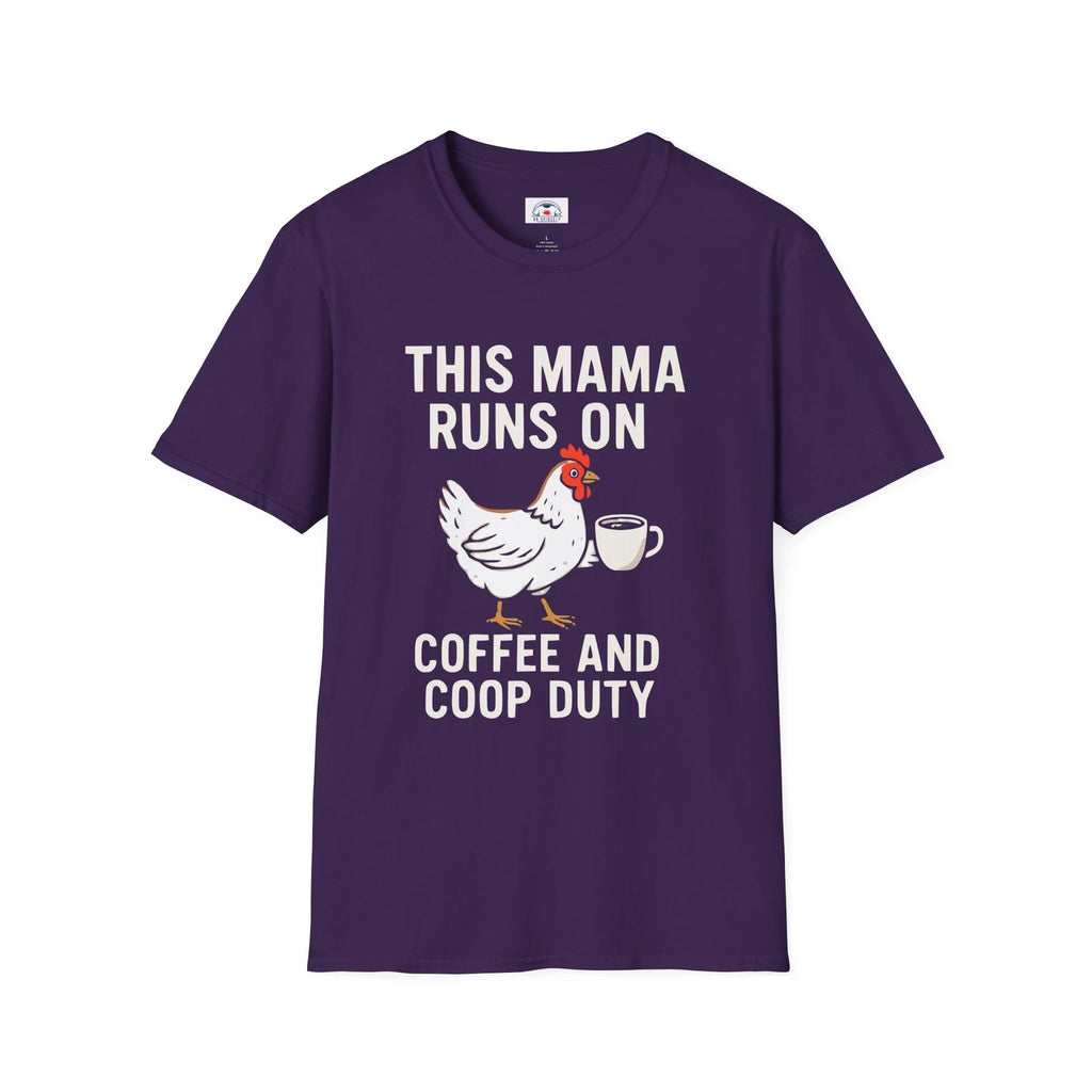 Farmhouse Style Women's T-Shirt Home This Mama Runs on Coffee Chicken Lover Gift
