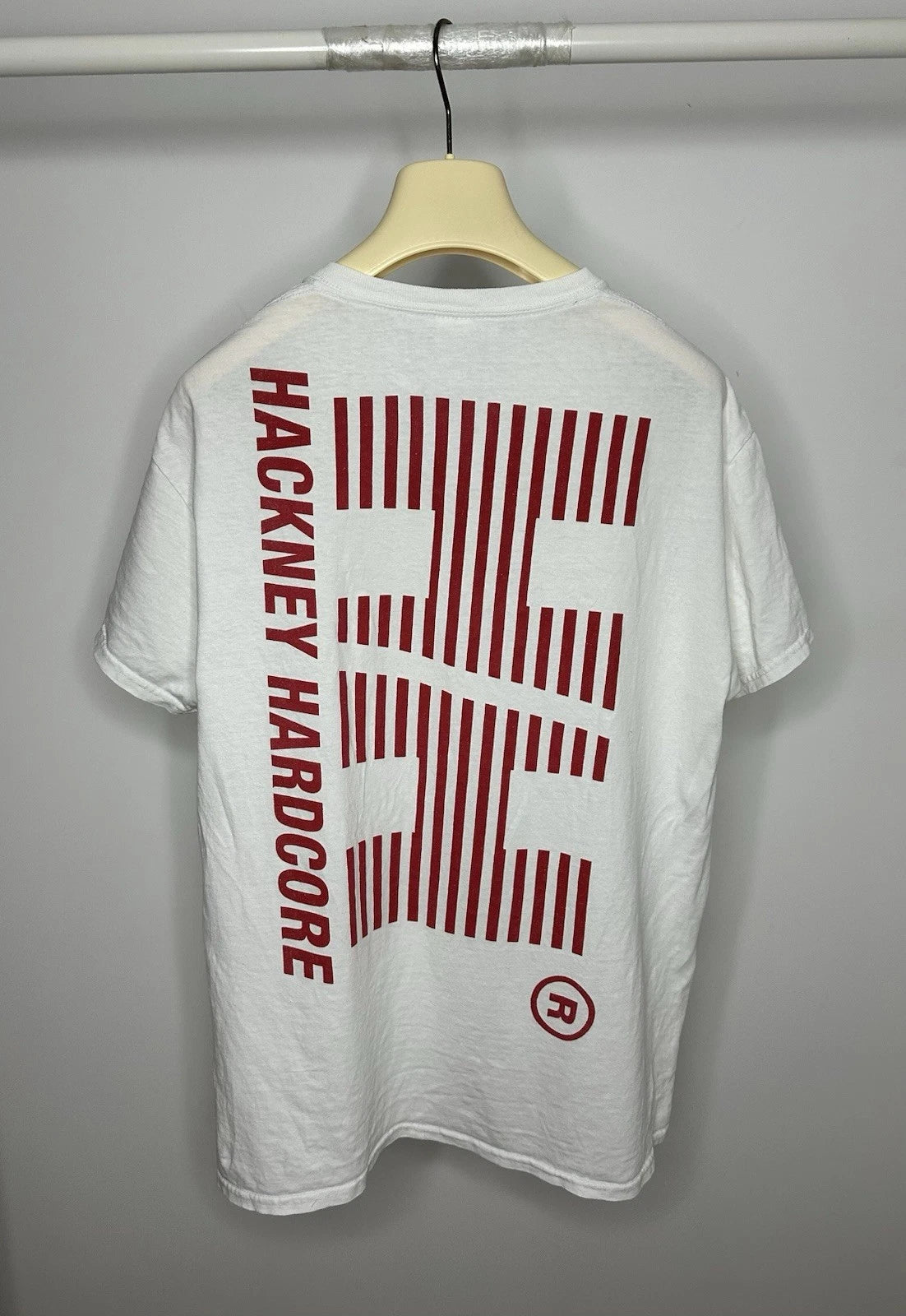 Hackney Hardcore Vintage Y2K T Shirt Tee Size L Mens White Hardcore  Gildan