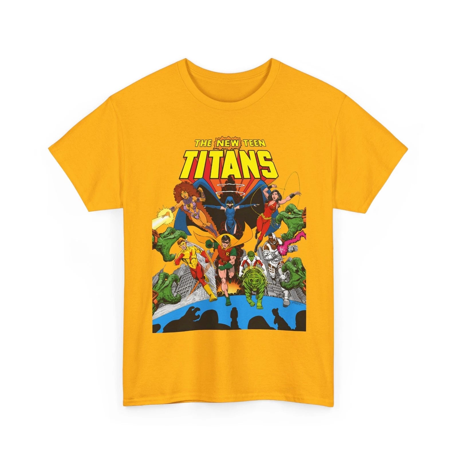 New Teen Titans T-Shirt George Perez DC Comics Cyborg Raven Vintage-Style Tee