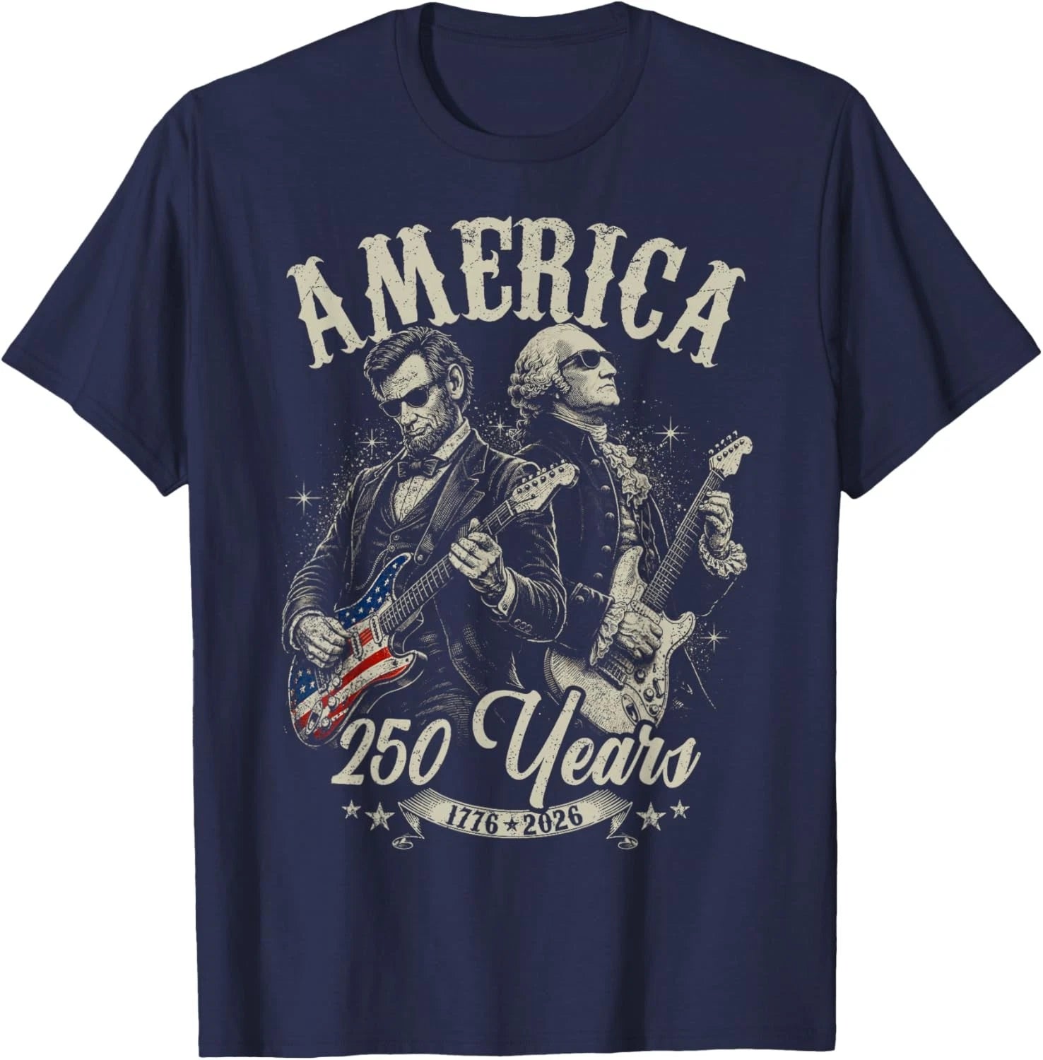 George Washington Lincoln Playing Guitar Abe Lincoln 250th Unisex T-Shirt