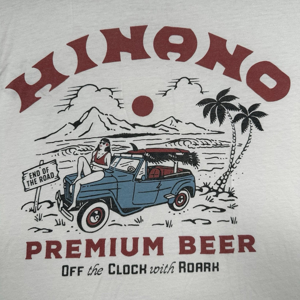 Roark x Hinano Premium Beer T-Shirt Cream White Graphic Tee Size Large