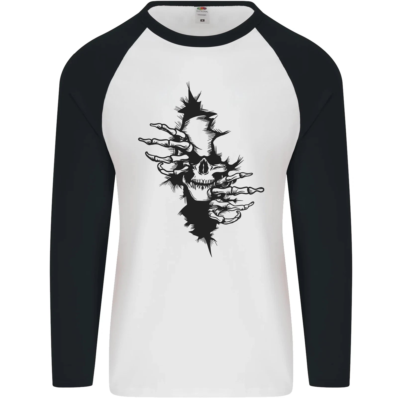A Skull From a Ripped Shirt Gothic Goth Biker Mens L/S Baseball T-Shirt