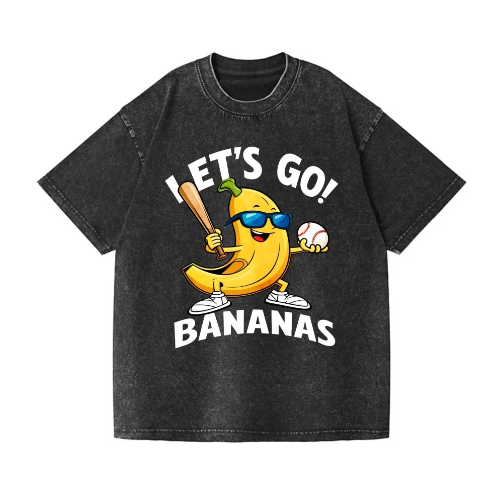 Let’s Go Bananas Baseball T-Shirt, Funny Savannah Bananas Fan Vintage Washed Tee