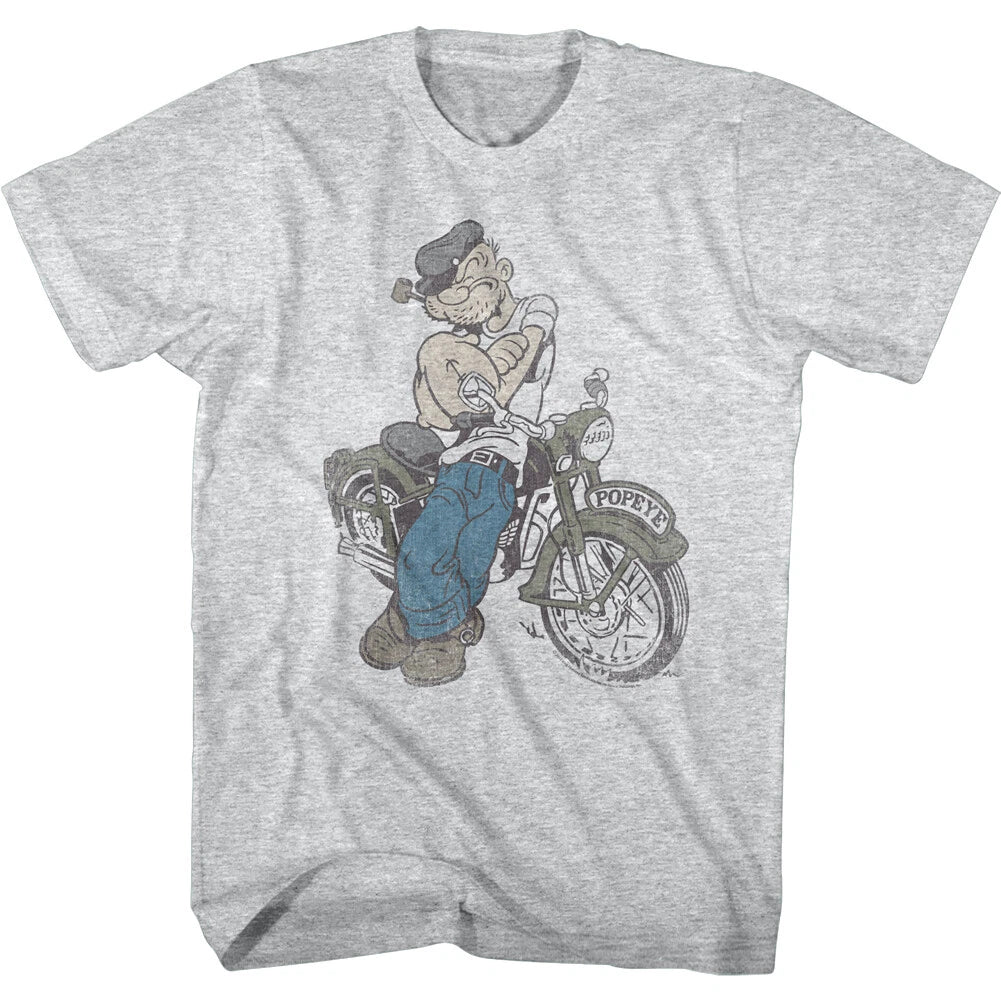 Popeye The Sailorman Vintage Motorcycle Men's T Shirt Biker Gang Cartoon Comic
