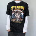Y2K Biker Tee Sturgis 2004 Shirt Mens XL Black Skull Snake Rally Graphic Tee