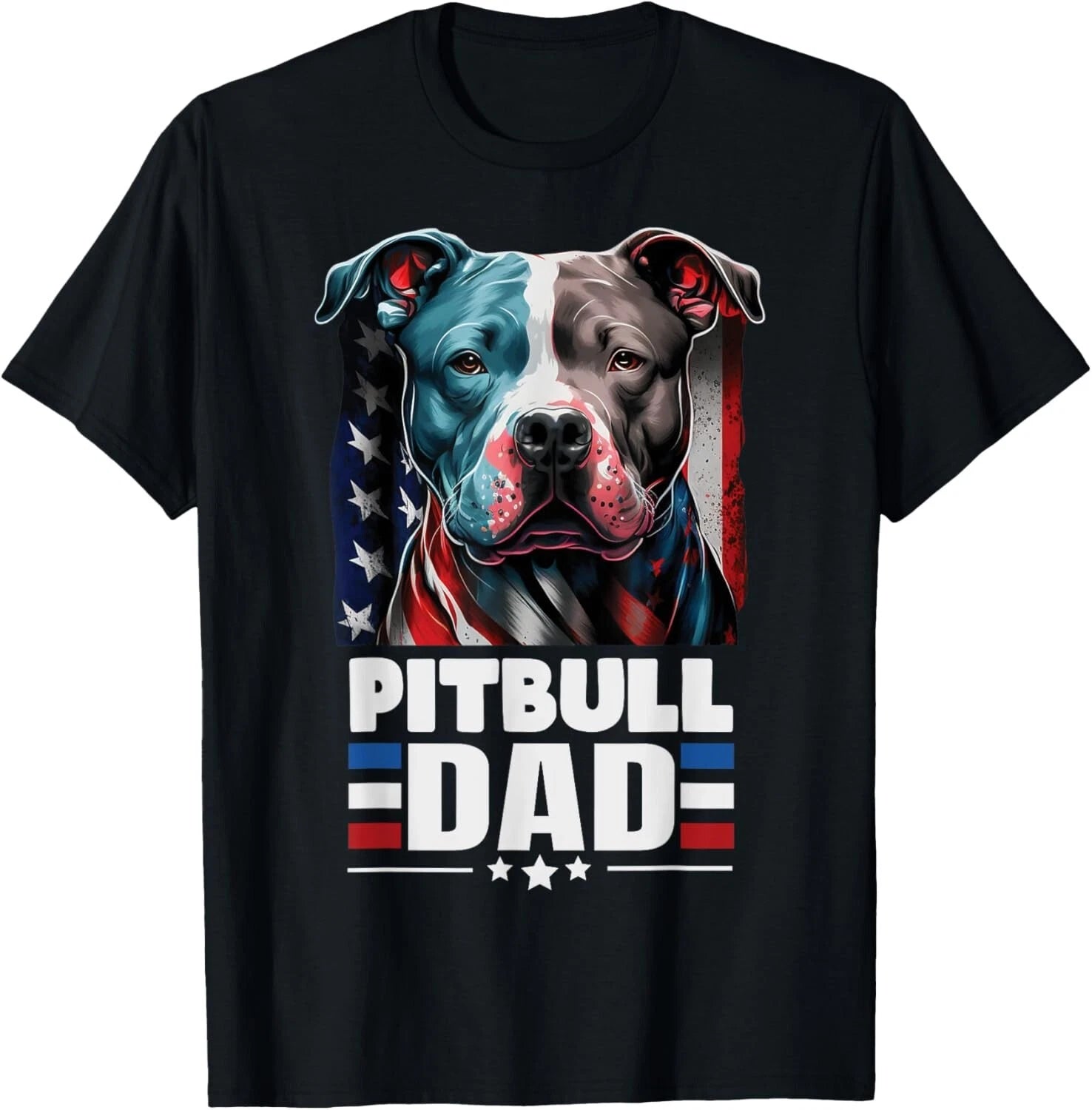 Pitbull Dad American Flag 4th Of July Dog Father_s Day Mens Gift Unisex T-Shirt