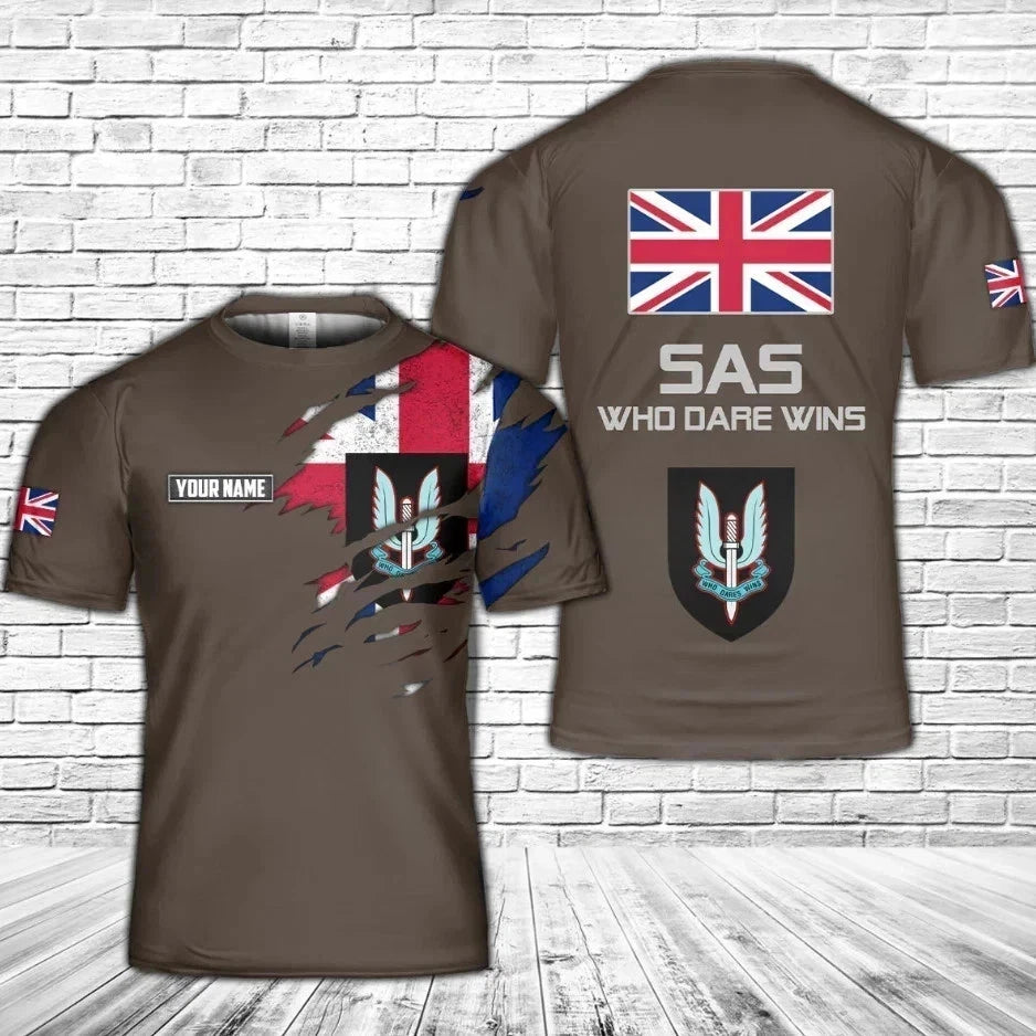 Custom Name British Army Special Air Service 3D T-Shirt For Size S-5XL